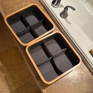 Drawer organizers with bamboo trim moving sale